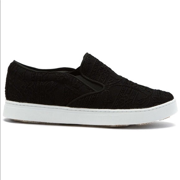 Black Lace Slip On Espadrille Sneakers - Picture 2 of 8